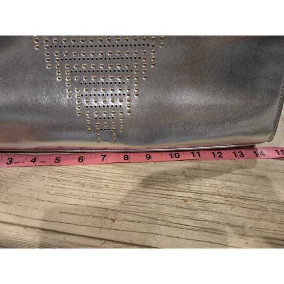 Vintage Bebe Silver Studded Shoulder Bag with Gold Handles & Compartments - Picture 6 of 13